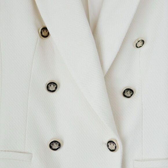 Blogger Fave Zara Ivory Double Breasted Tailored Blazer Textured Pique Size S - Picture 6 of 13